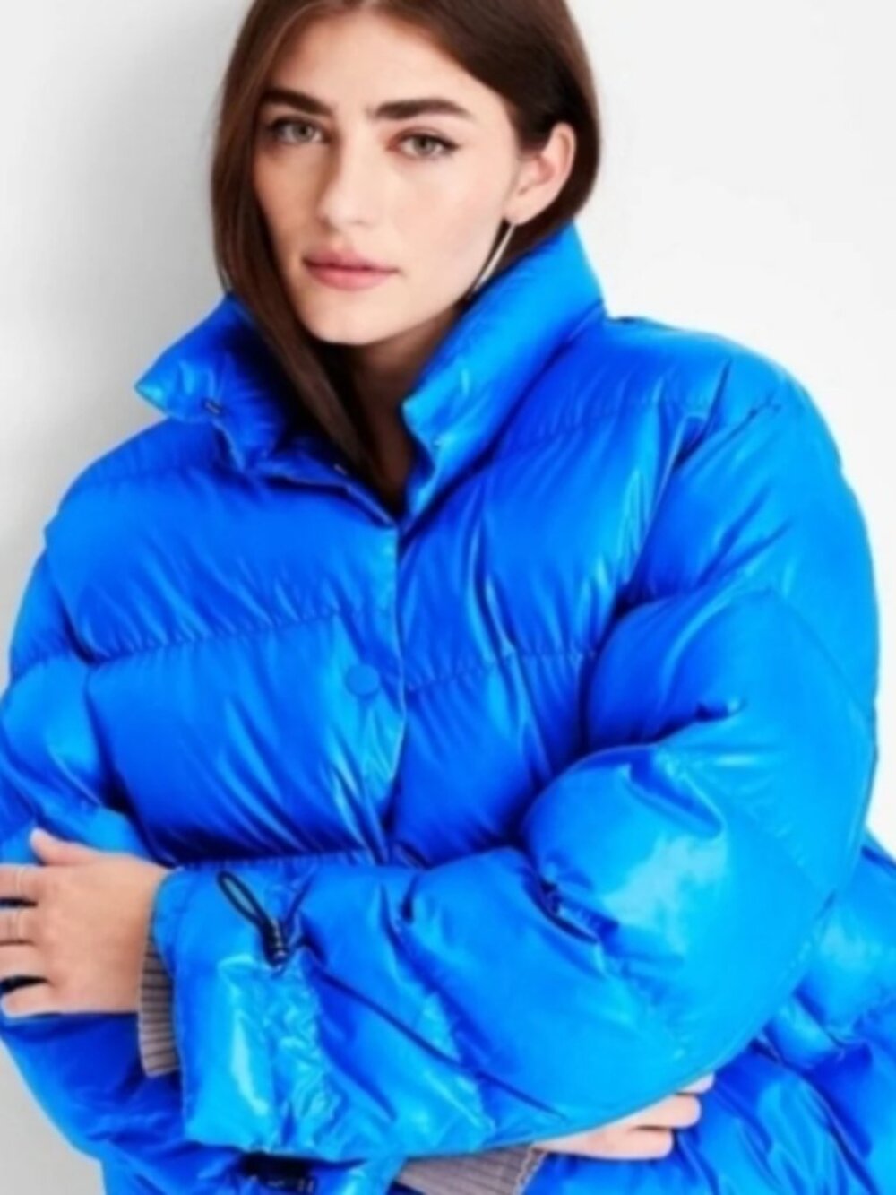 Future Collective with Kahlana Glossy Blue Puffer Jacket Size XXS